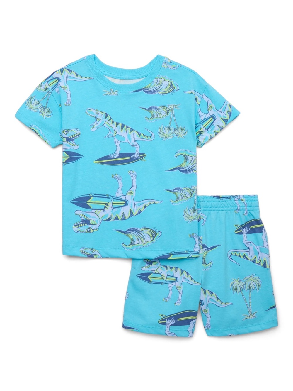 Wonder Nation Toddler Boy Shark Printed Jersey T-Shirt & Shorts Set, Size 3T